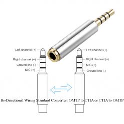 3.5mm 4pole jack male to female CTIA to OMTP / OMTP to CTIA wiring standard bi-directional mic Converter Adapter